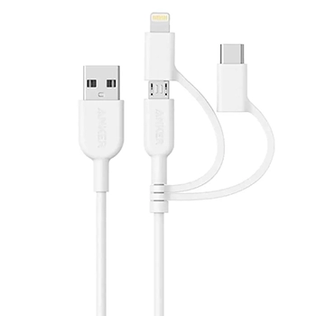 کابل تبدیل USB به Lightning/Type C/Micro USB انکر مدل A۸۴۳۶ PowerLine II طول ۹۰ سانتیمتر